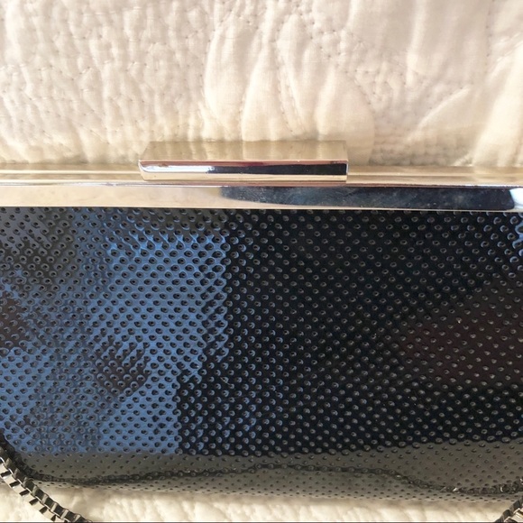 Black Clutch Handbag with Silver Chain - Picture 2 of 8